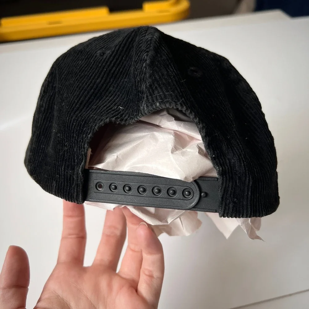 Vintage Richardson Nice Tints Hat Black Red Corduroy‎ Adjustable Cap
